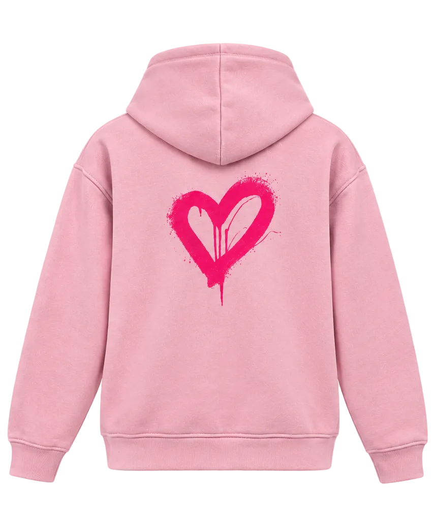 Hoodie rose coeur